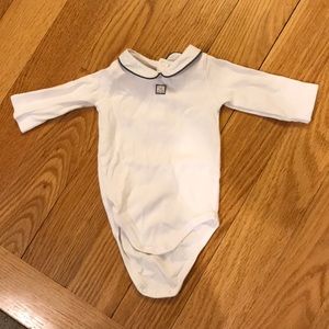 Jacadi white polo collar bodysuit 3 months